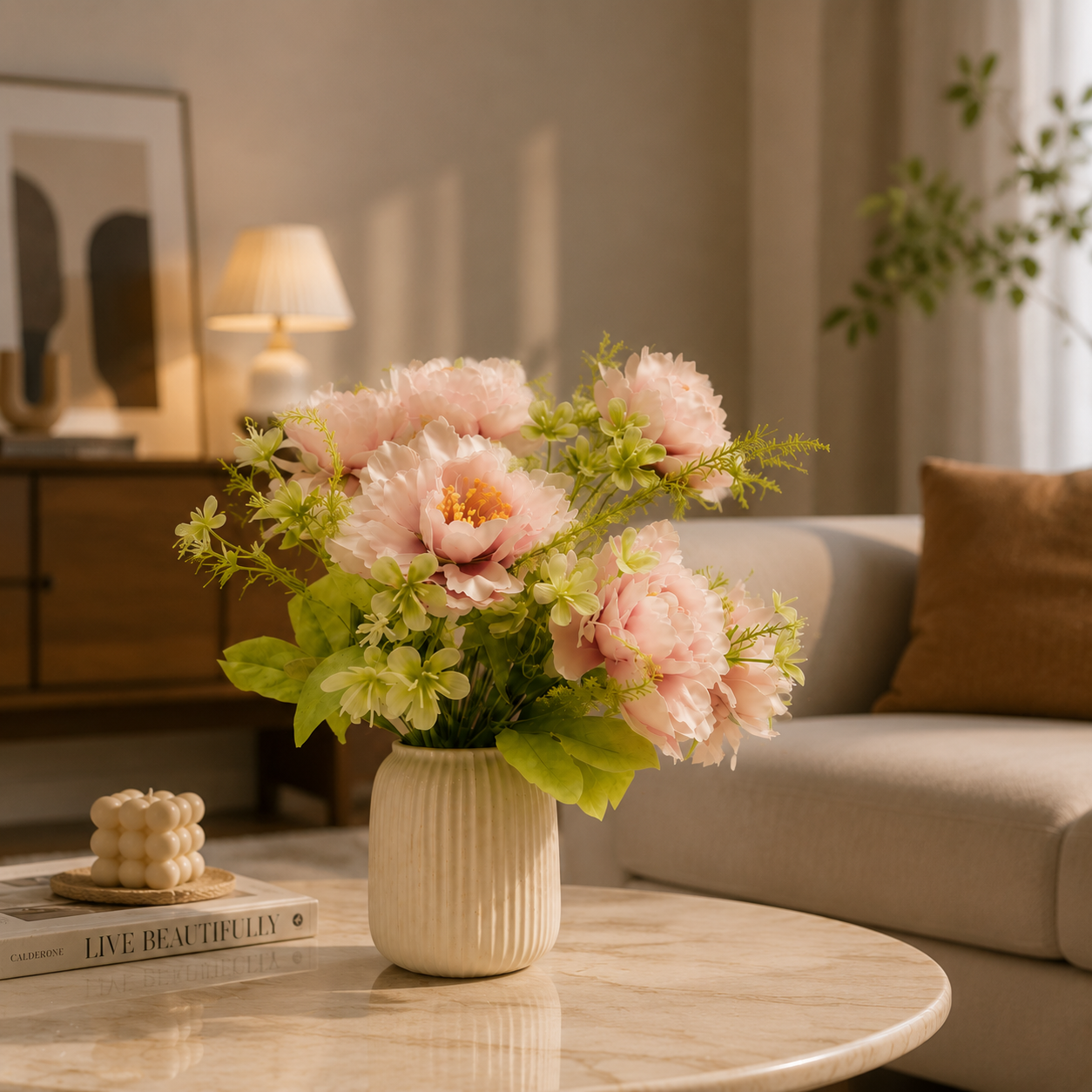 Real-Touch Artificial Magenta Peony Stem - 6-Petal Faux Silk Peony Flowers for Wedding Centerpieces & Home Floral Decor (Vase Not Included)