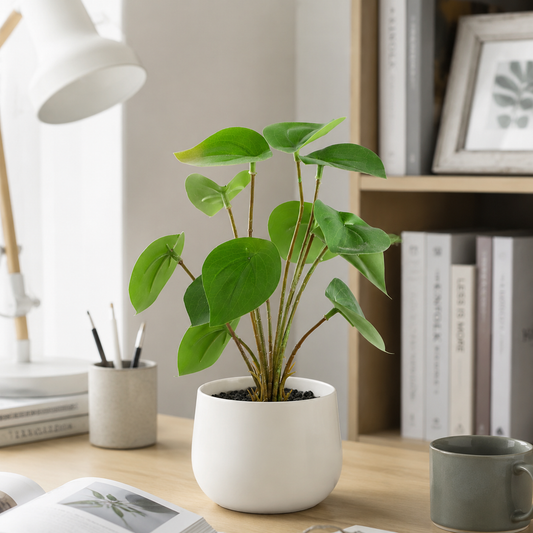 Real Touch Faux Pothos Plant in Pot - 7" Artificial Trailing Devils Ivy, Lifelike Fake Greenery for Office, Desk, Shelf & Modern Home Decor