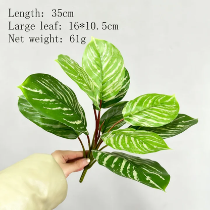 Real-Touch Faux Peacock Plant Stems – 10 Leaves 10" Artificial Calathea Makoyana Leaves for Indoor Home & Office Decor
