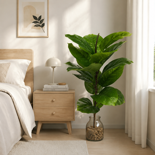 Real-Touch Faux Fiddle Leaf Fig Tree (19 in) | Artificial Ficus Lyrata(Pot Not Included)