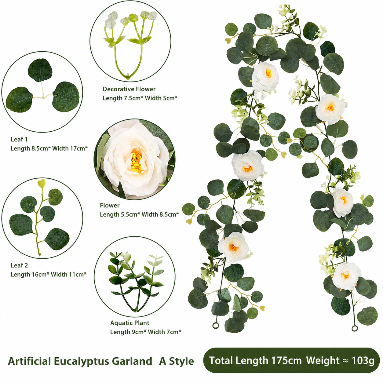 [fall decor]LUXGARDEN Artificial Eucalyptus Garland with Roses Fake Greenery Vines for Wedding Arch Fall Party Decor Realistic Faux Floral Hanging Plants Table Runner Home Centerpieces