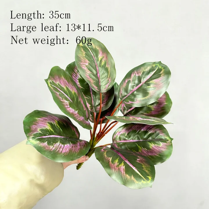 Real-Touch Artificial Calathea Orbifolia Leaves - 10 leaves 10 in  Stem Fake Plant Foliage