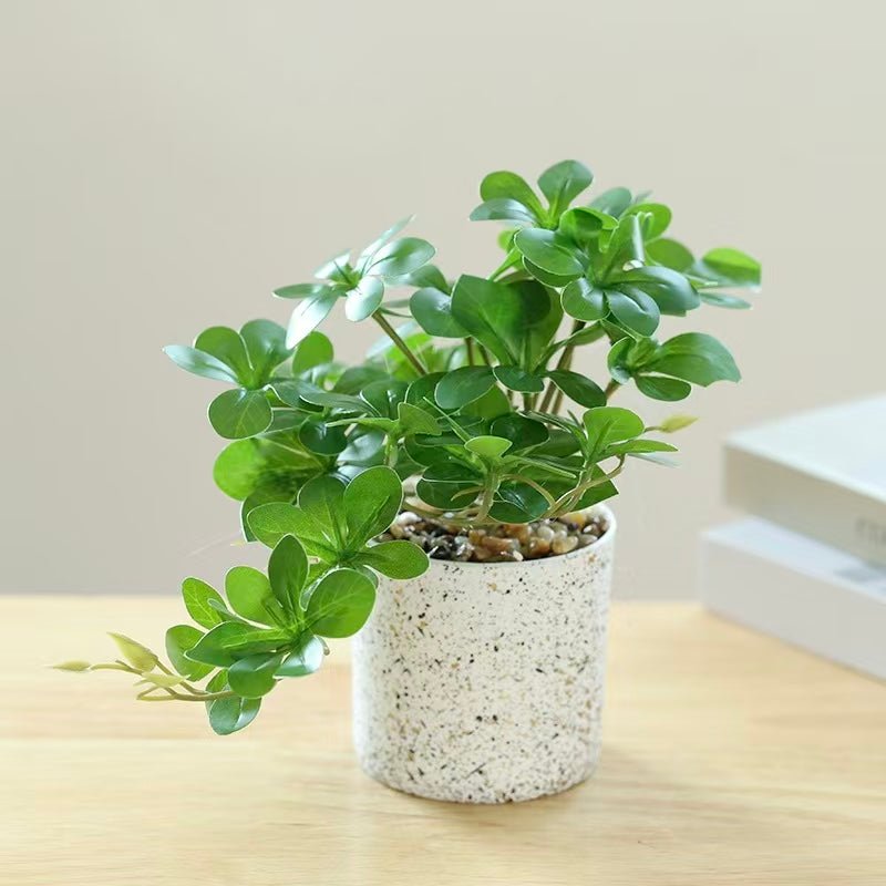 potted artificial hanging bell greenery - dark green hanging shown in a styled entryway with natural light