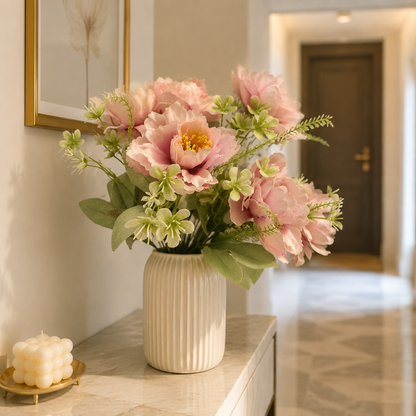 Real-Touch Artificial Magenta Peony Stem - 6-Petal Faux Silk Peony Flowers for Wedding Centerpieces & Home Floral Decor (Vase Not Included)