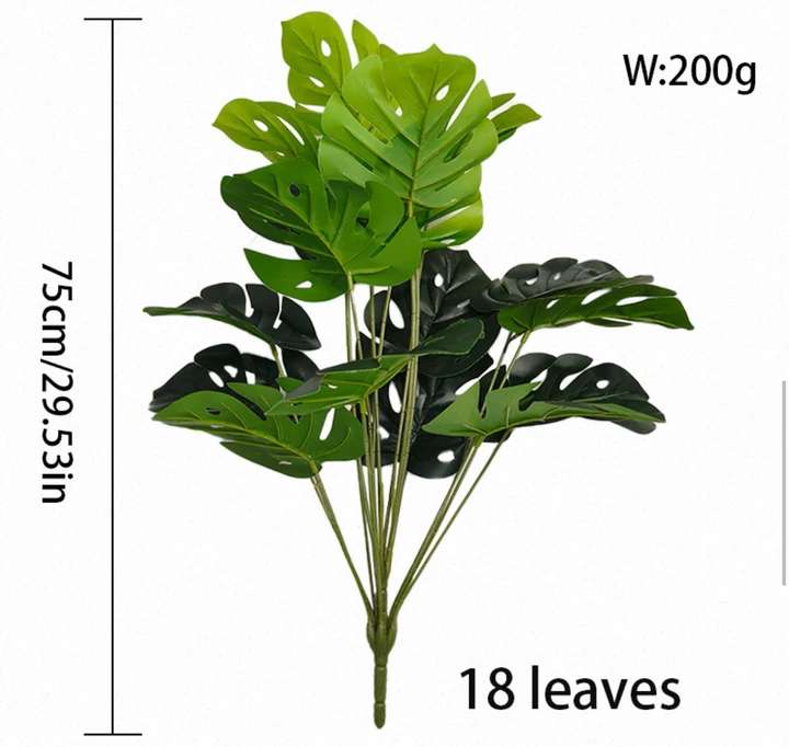Artificial Monstera Deliciosa Plant (18 Leaves) - 29.5" Faux Swiss Cheese Tropical Greenery, Mid-Sized Fake Split-Leaf Palm for Living Room, Bedroom & Office Decor (Pot Not Included)