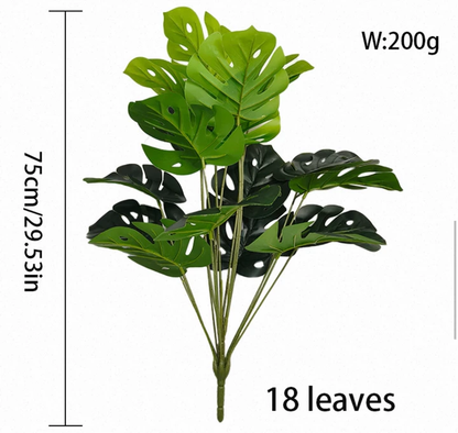Artificial Monstera Deliciosa Plant (18 Leaves) - 29.5" Faux Swiss Cheese Tropical Greenery, Mid-Sized Fake Split-Leaf Palm for Living Room, Bedroom & Office Decor (Pot Not Included)