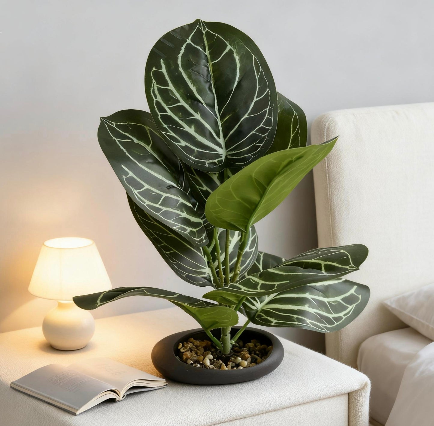 Realistic Faux Dieffenbachia Marianne Plant -  Artificial Tropical Greenery Stem for Coffee Table & Office Desk Decor