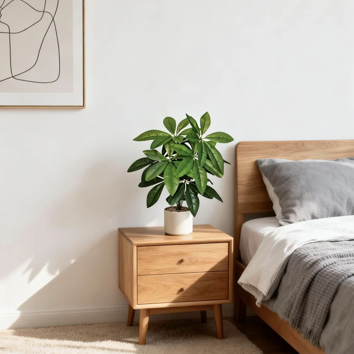Artificial Pachira Money Tree - 12 Realistic Silk Leaves | Faux Potted Feng Shui Plant for Apartment, Bedroom & Home Office Decor (Plain Starter Pot Included, Decorative Planter NOT Included)