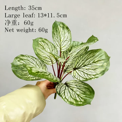 Faux Calathea Orbifolia Bush - 10 Leaves 10 in Lifelike Artificial Indoor Plant (Pot Not Included)