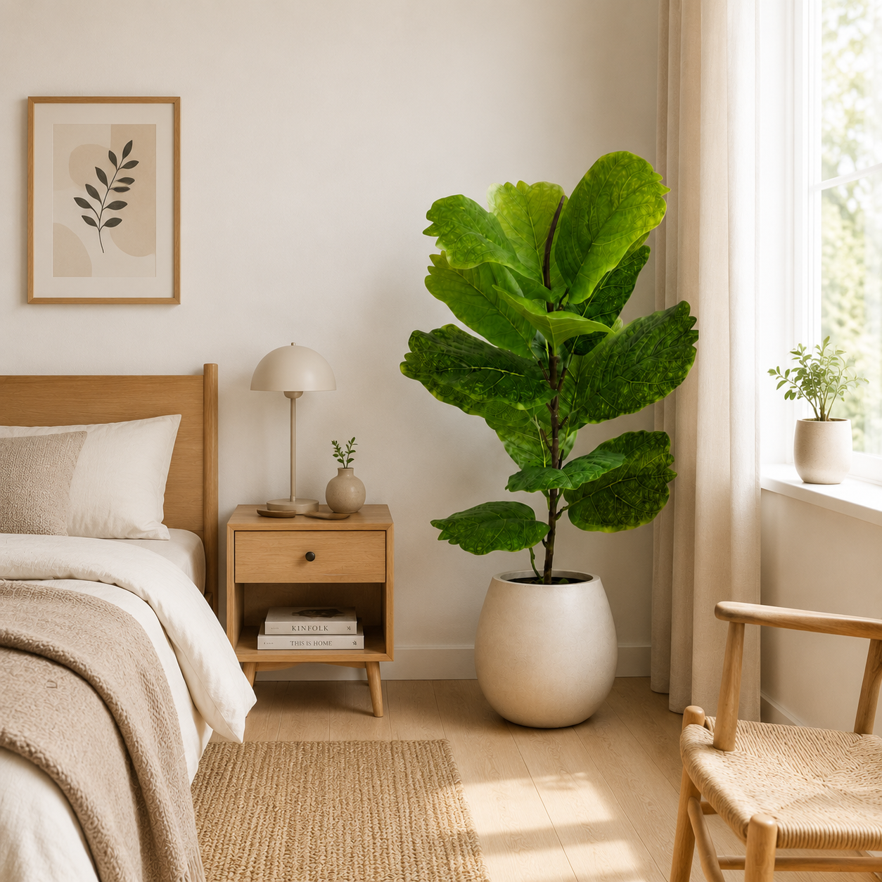 19" Faux  Ginkgo Leaf Stem, Real Touch Autumn Botanical Spray for Home Decor, Lifelike Artificial Branch for Vase(Pot Not Included)