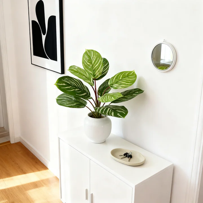 Real-Touch Faux Peacock Plant Stems – 10 Leaves 10" Artificial Calathea Makoyana Leaves for Indoor Home & Office Decor