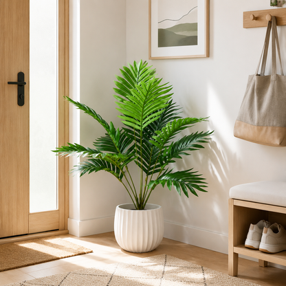 Lifelike 12-Frond Artificial Areca Palm Tree - Premium Faux Tropical Silk Plant for Home & Office Decor (Planter Not Included)