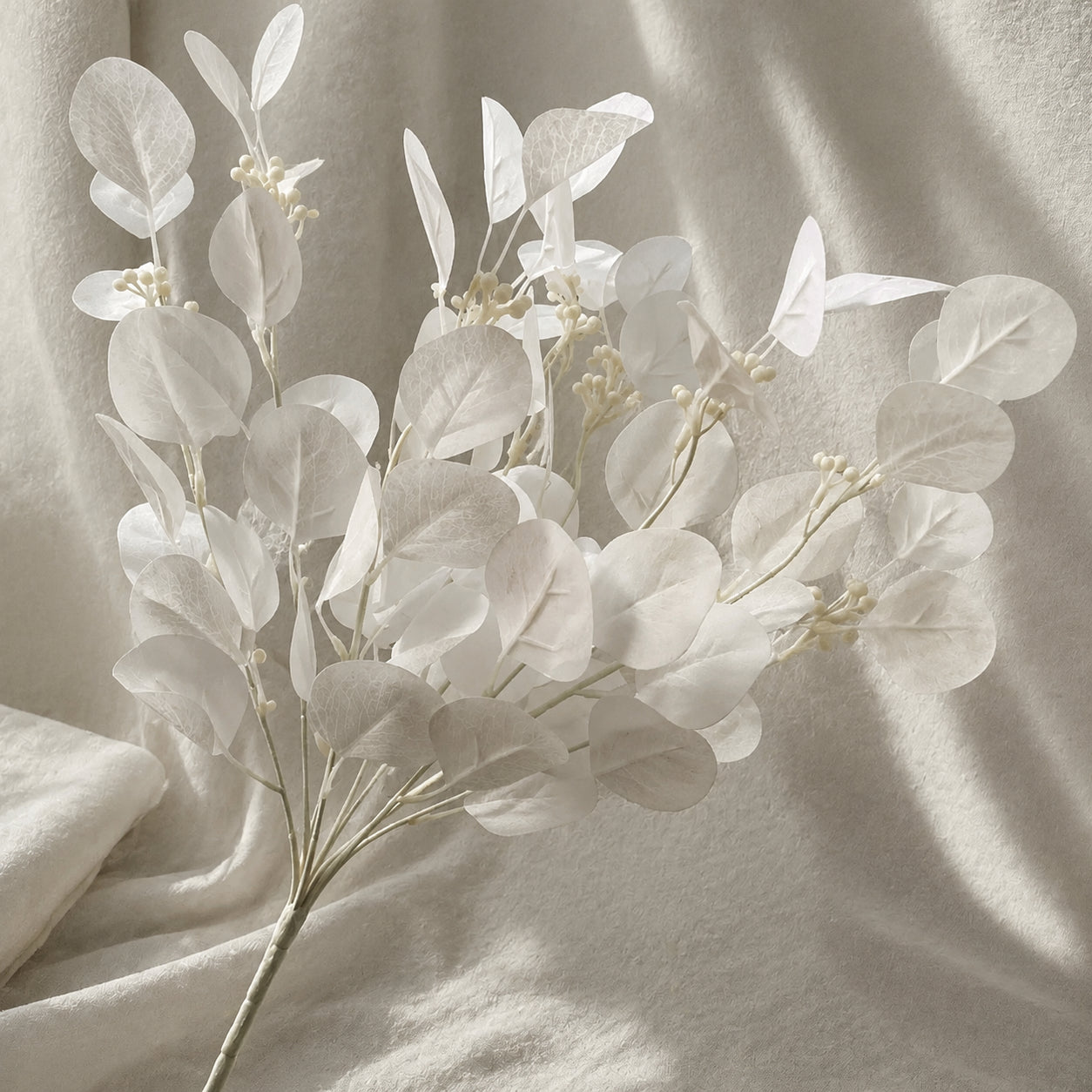 Artificial White Apple Leaf Branch Bouquet with Berries