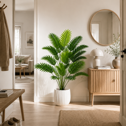 Deluxe 24-Frond Large Artificial Areca Palm Tree - Ultra-Realistic Faux Tropical Greenery for Patio, Office & Large Spaces (Planter Not Included)