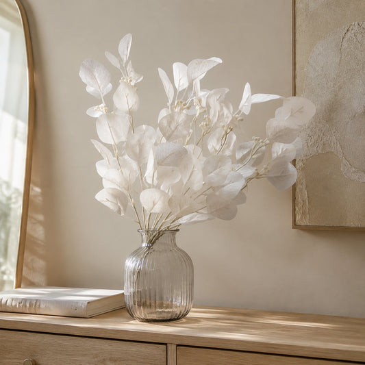 Artificial White Apple Leaf Branch Bouquet with Berries